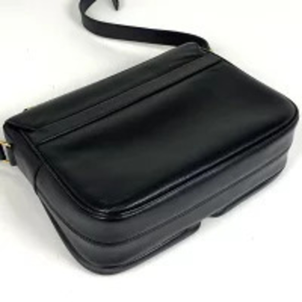 Celine Leather Shoulder Handbag Bag Black Circle